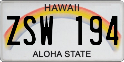 HI license plate ZSW194