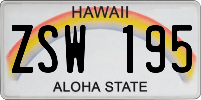 HI license plate ZSW195