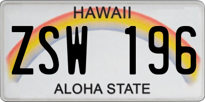 HI license plate ZSW196