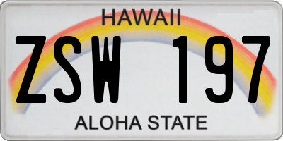 HI license plate ZSW197