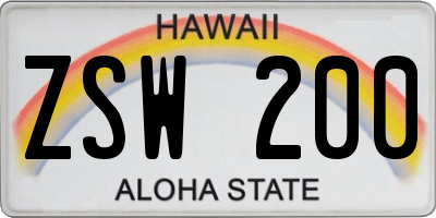 HI license plate ZSW200