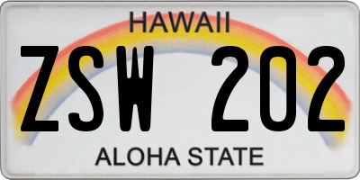 HI license plate ZSW202