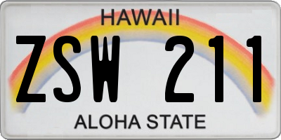 HI license plate ZSW211