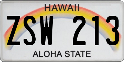 HI license plate ZSW213