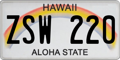 HI license plate ZSW220
