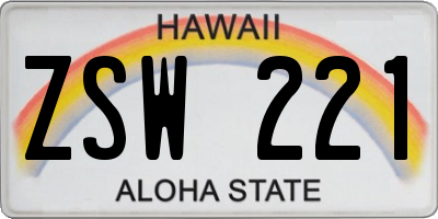 HI license plate ZSW221