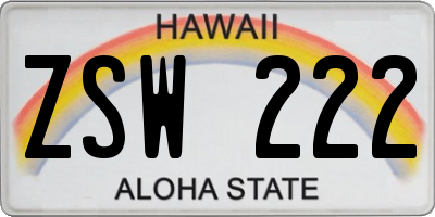 HI license plate ZSW222