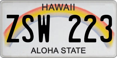 HI license plate ZSW223