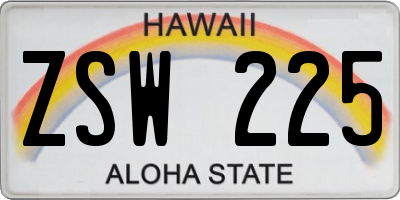 HI license plate ZSW225