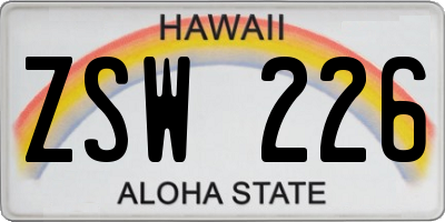 HI license plate ZSW226