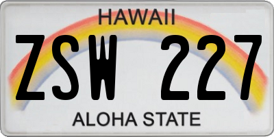 HI license plate ZSW227