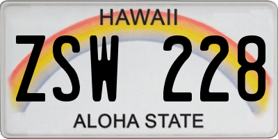 HI license plate ZSW228