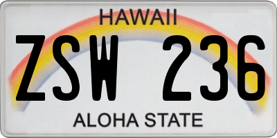 HI license plate ZSW236