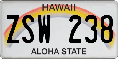 HI license plate ZSW238