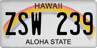 HI license plate ZSW239