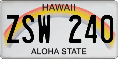 HI license plate ZSW240