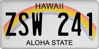 HI license plate ZSW241