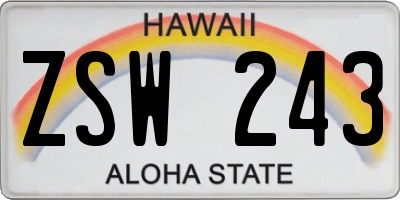 HI license plate ZSW243