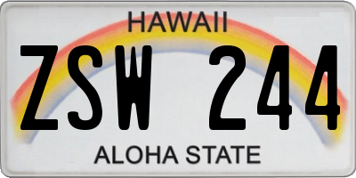 HI license plate ZSW244