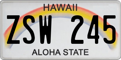 HI license plate ZSW245
