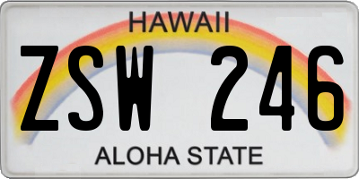 HI license plate ZSW246