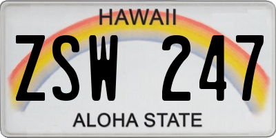 HI license plate ZSW247