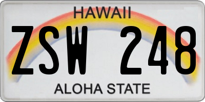 HI license plate ZSW248