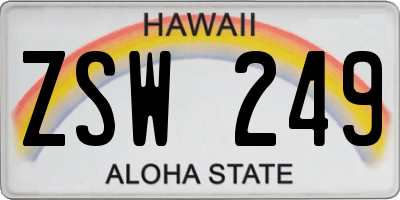 HI license plate ZSW249
