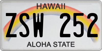 HI license plate ZSW252