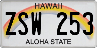 HI license plate ZSW253