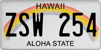 HI license plate ZSW254