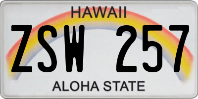 HI license plate ZSW257