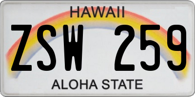 HI license plate ZSW259