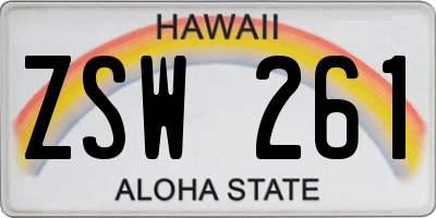 HI license plate ZSW261