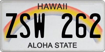 HI license plate ZSW262