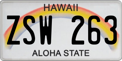 HI license plate ZSW263