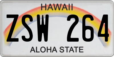 HI license plate ZSW264