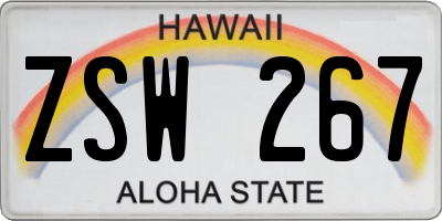 HI license plate ZSW267