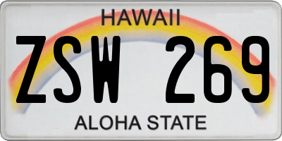 HI license plate ZSW269