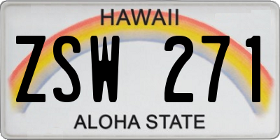 HI license plate ZSW271