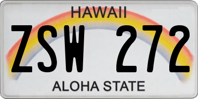 HI license plate ZSW272