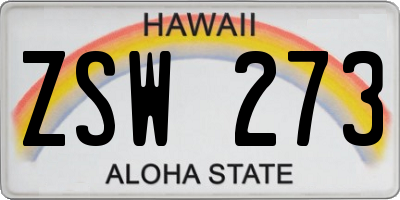 HI license plate ZSW273
