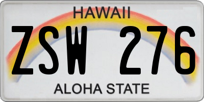 HI license plate ZSW276