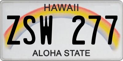 HI license plate ZSW277