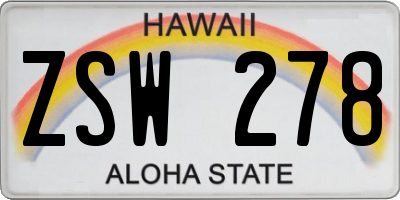 HI license plate ZSW278