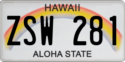 HI license plate ZSW281