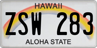 HI license plate ZSW283