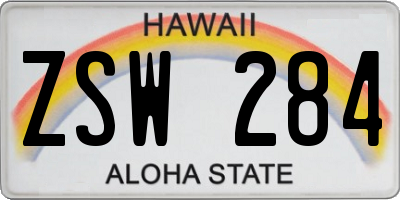 HI license plate ZSW284