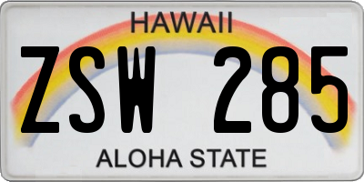 HI license plate ZSW285