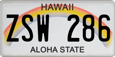HI license plate ZSW286